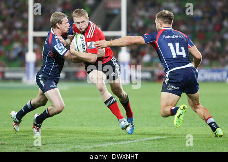 Melbourne, Australia. 14th Mar, 2014. Johnny McNicholl in action during Super Rugby match between Melbourne Rebels and Crusaders from AAMI Park Credit:  Action Plus Sports/Alamy Live News Stock Photo