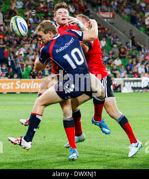 Melbourne, Australia. 14th Mar, 2014. Bryce Hegarty in action during Super Rugby match between Melbourne Rebels and Crusaders from AAMI Park Credit:  Action Plus Sports/Alamy Live News Stock Photo