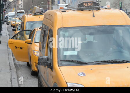 New York City, USA. 05th Mar, 2014. Taxis in New York City, USA, 05 March 2014. Photo: Felix Hoerhager/dpa/Alamy Live News Stock Photo