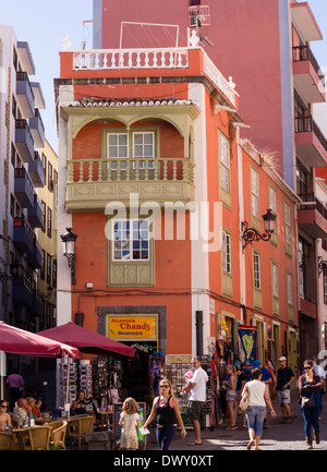 A business and residential house in the shopping street Calle Perez de Brito at Santa Cruz, La Palma, Canary Islands, Spain. Stock Photo