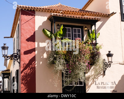 The restaurant La Placeta in the shopping street Calle Perez de Brito at Santa Cruz, La Palma, Canary Islands, Spain Stock Photo