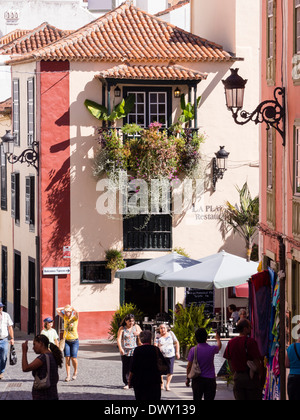 The restaurant La Placeta in the shopping street Calle Perez de Brito at Santa Cruz, La Palma, Canary Islands, Spain Stock Photo