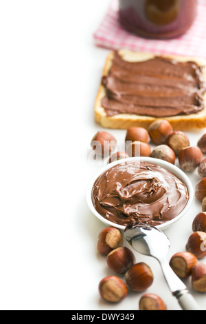 the border with chocolate spread in bowl Stock Photo
