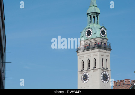 Germany, Bavaria, Munich, Tower, Peterskirche St. Peter Church Stock Photo