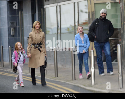 Yvonne Keating and boyfriend John Conroy take her two daughters, Missy and Ali for a meal at an Indian restaurant in Malahide village Dublin, Ireland - 14.10.12 Featuring: Yvonne Keating and boyfriend John Conroy Where: Ireland When: 14 Oct 2012 **or publ Stock Photo