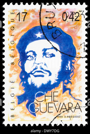 Belgium postage stamp with an illustration of Che Guevara. Stock Photo