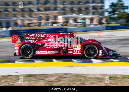 Sebring, FL, USA. 13th Mar, 2014. Sebring, FL - Mar 13, 2014: The Speedsource Mazda takes to the track on Continental tires for a practice session for the 12 Hours of Sebring at Sebring International Raceway in Sebring, FL. © csm/Alamy Live News Stock Photo