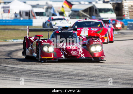 Sebring, FL, USA. 13th Mar, 2014. Sebring, FL - Mar 13, 2014: The Speedsource Mazda takes to the track on Continental tires for a practice session for the 12 Hours of Sebring at Sebring International Raceway in Sebring, FL. © csm/Alamy Live News Stock Photo