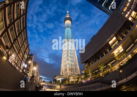 Kitajikken River and Tokyo Sky Tree, Tokyo, Japan Stock Photo