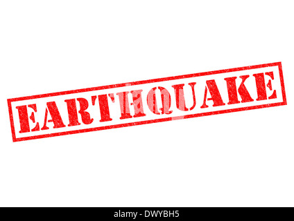 EARTHQUAKE red Rubber Stamp over a white background. Stock Photo