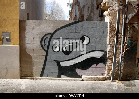 Graffitti seen on a wall in the Spanish island of Majorca Stock Photo