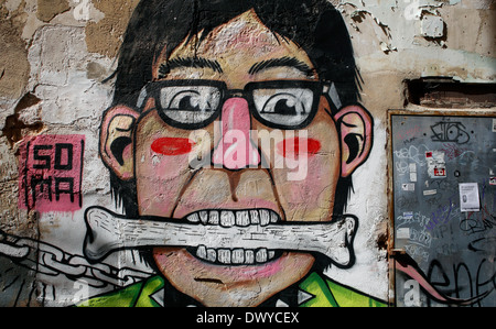 Graffitti seen on a wall in the Spanish island of Majorca Stock Photo