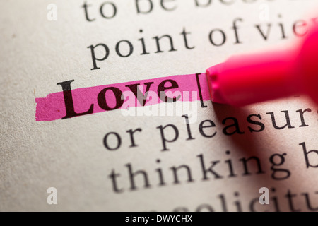 Fake Dictionary, definition of the word love. Stock Photo