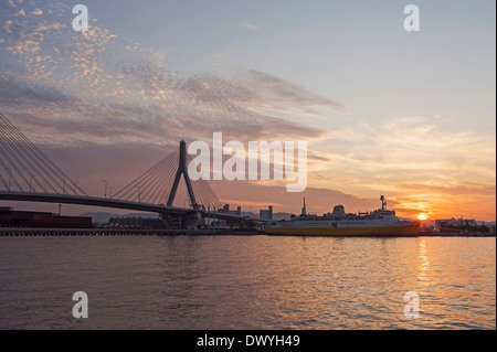 Aomori Bay Bridg at Sunset, Aomori, Aomori Prefecture, Japan Stock Photo