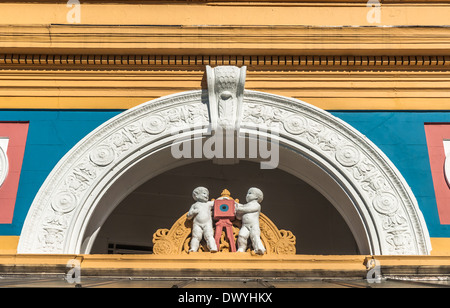 Detail of the Plaza cinema which is a Grade II listed building built 1928 in Northwich, Cheshire. Stock Photo