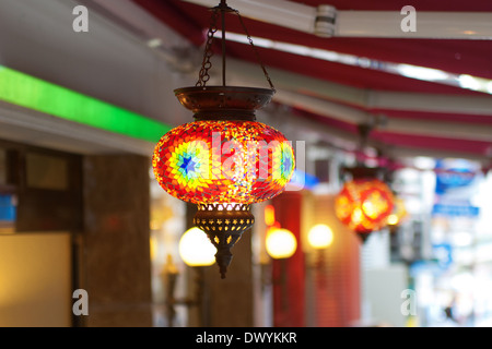 Traditional vintage Turkish lamps over light background Stock Photo