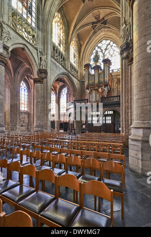 Organ instrument of gothic church Notre Dame du Sablon in Brussels ...