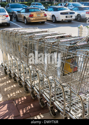 Line of Shopping Carts, Publix Grocery Store, Ft Lauderdale, FL, USA USA Stock Photo