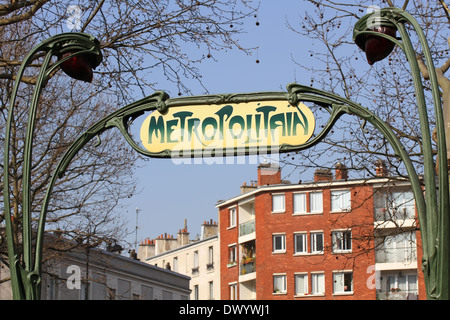 Ancient subway sign in Paris Stock Photo