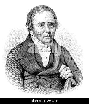 Hans Christian Ørsted, or Oersted, 1777 - 1851, a Danish physicist and chemist who discovered that electric currents create magn Stock Photo