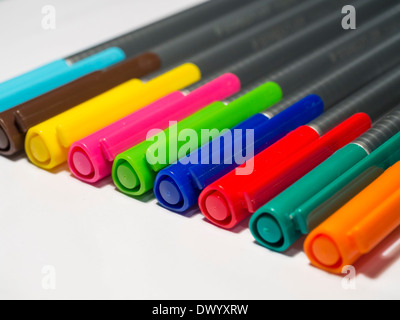 A set of felt-tip pens in many different colours. Stock Photo