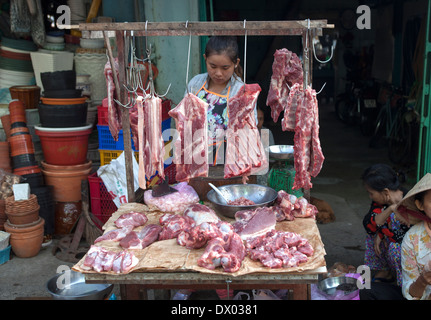 Raw Meat Stall My Tho Town Market Vietnam Stock Photo
