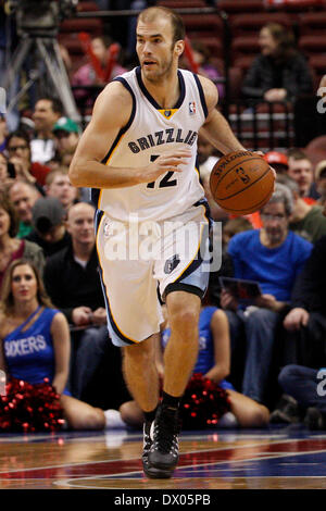 March 15, 2014: Memphis Grizzlies guard Nick Calathes (12) in action during the NBA game between the Memphis Grizzlies and the Philadelphia 76ers at the Wells Fargo Center in Philadelphia, Pennsylvania. The Memphis Grizzlies won 103-77. Christopher Szagola/Cal Sport Media Stock Photo