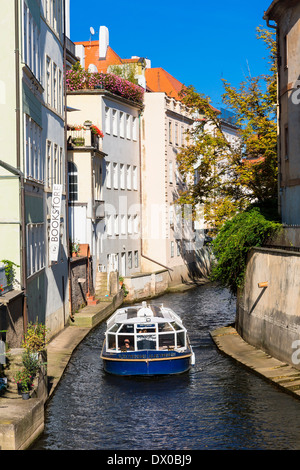 Prague, canal off the Vltava (Moldau) River Stock Photo