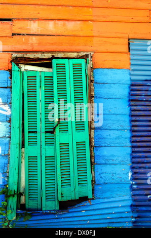 Brightly painted wall in La Boca neighborhood of Buenos Aires Stock Photo