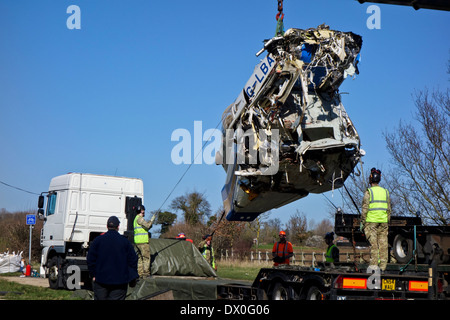 Helecopter crash Gillingham Beccles Norfolk England UK Among the 4 dead was Edward Haughey, Lord Ballyedmond Stock Photo