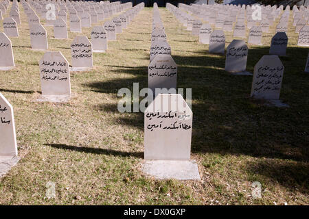 Halabja, Suleimania, IRAQ -- The symbolic cemetery erected for the victims of Halabja massacre on 21 October, 2011. Halabja, a Kurdish town in Northern Iraq was bombed with chemical agents by the Saddam regime in efforts to decimate the Kurdish population in the North on March 16, 1988. Photo by Bikem Ekberzade Stock Photo