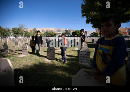 Halabja, Suleimania, IRAQ -- The symbolic cemetery erected for the victims of Halabja massacre on 21 October, 2011. Halabja, a Kurdish town in Northern Iraq was bombed with chemical agents by the Saddam regime in efforts to decimate the Kurdish population in the North on March 16, 1988. Photo by Bikem Ekberzade Stock Photo