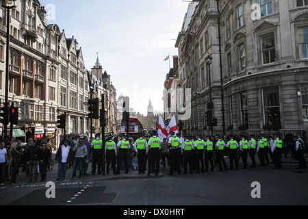 English Volunteer Forces (EVF) Anti-Islamist Protest March in London Stock Photo