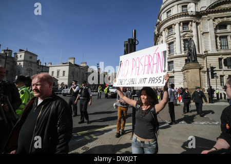Anti-Fascist (UAF) groups clash with EVF protest march in London Stock Photo