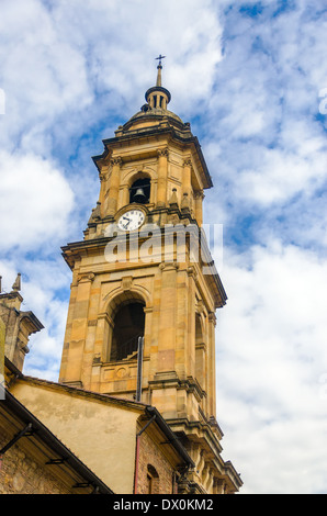 Spire of the cathedral in the Plaza de Bolivar in Bogota, Colombia Stock Photo
