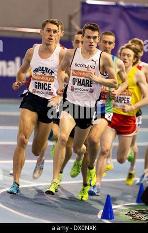 Charlie GRICE & Chris O'HARE 1500m Men Final British Athletics Indoor Championships, Sheffield England UK. Stock Photo