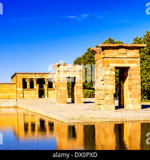 Temple of Debod Egyptian antic architecture Madrid, Spain Stock Photo