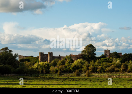 A view of Amberley Castle; here taken from close to the South Downs Way in West Sussex. Stock Photo