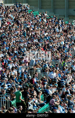 Spectators at Bath rugby ground, Somerset, England, UK Stock Photo