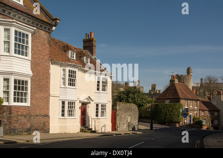 Part of Maltravers Street, Arundel, West Sussex, southern England. Stock Photo