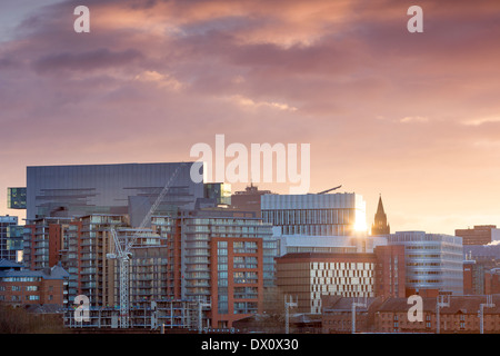 Manchester skyline view from Salford Stock Photo