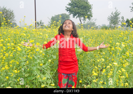 1 Indian Kids Standing in Farm Stock Photo