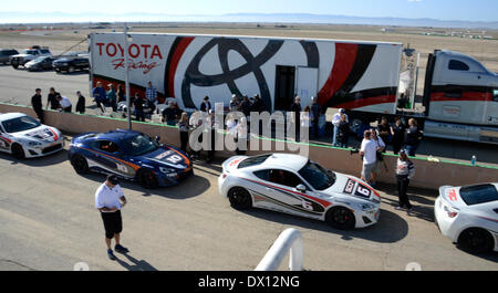 March 15, 2014. Rosamond CA. Celebrities in the Long Beach Grand Prix practice racing with instructors in Toyota race cars at the Willow Springs International Raceway Saturday. photo by Gene Blevins/LA DailyNews/ZumaPress (Credit Image: © Gene Blevins/ZUMAPRESS.com) Stock Photo