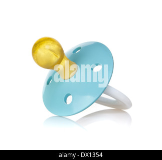 Blue baby's pacifier isolated on white background Stock Photo