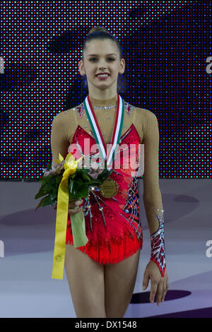 Alexsandra Soldatova Debrecen. 16th Mar, 2014. Alexandra Soldatova of Russia attends the  awarding ceremony of the individual ribbon event at the Hungarian Rythmic  Gymnastics World Cup in Debrecen, Hungary on March 16, 2014. Alexandra