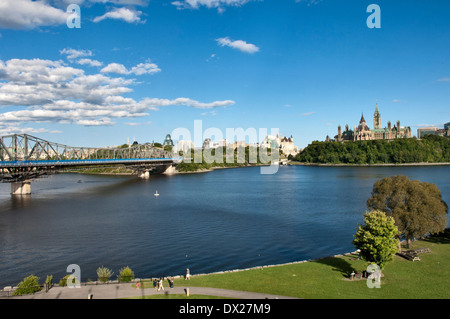 Parliament Buildings and Fairmont Chateau Laurier Hotel in Ottawa Stock Photo