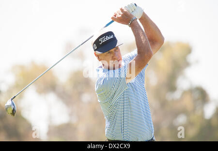 Newport Beach, California, USA. 16th Mar, 2014. Bruce Fleisher watches his drive on the 2nd hole during the final round of the Toshiba Classic at the Newport Beach Country Club on March 16, 2014 in Newport Beach, California. © Doug Gifford/ZUMAPRESS.com/Alamy Live News Stock Photo