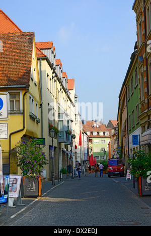 Street shops Kitzingen Germany Bavaria Deutschland DE Bavaria Stock Photo