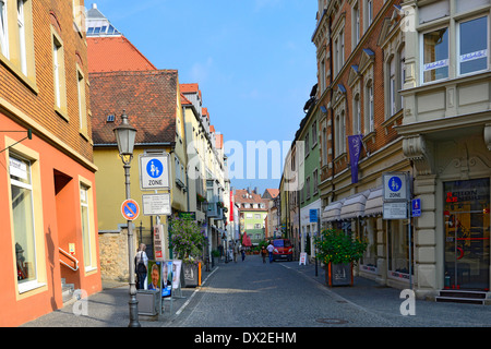 Street shops Kitzingen Germany Bavaria Deutschland DE Bavaria Stock Photo