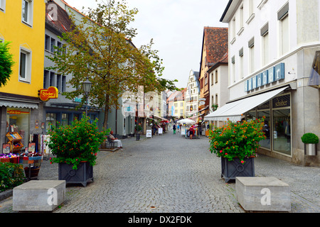 Street with shops Kitzingen Germany Bavaria Deutschland DE Bavaria Stock Photo